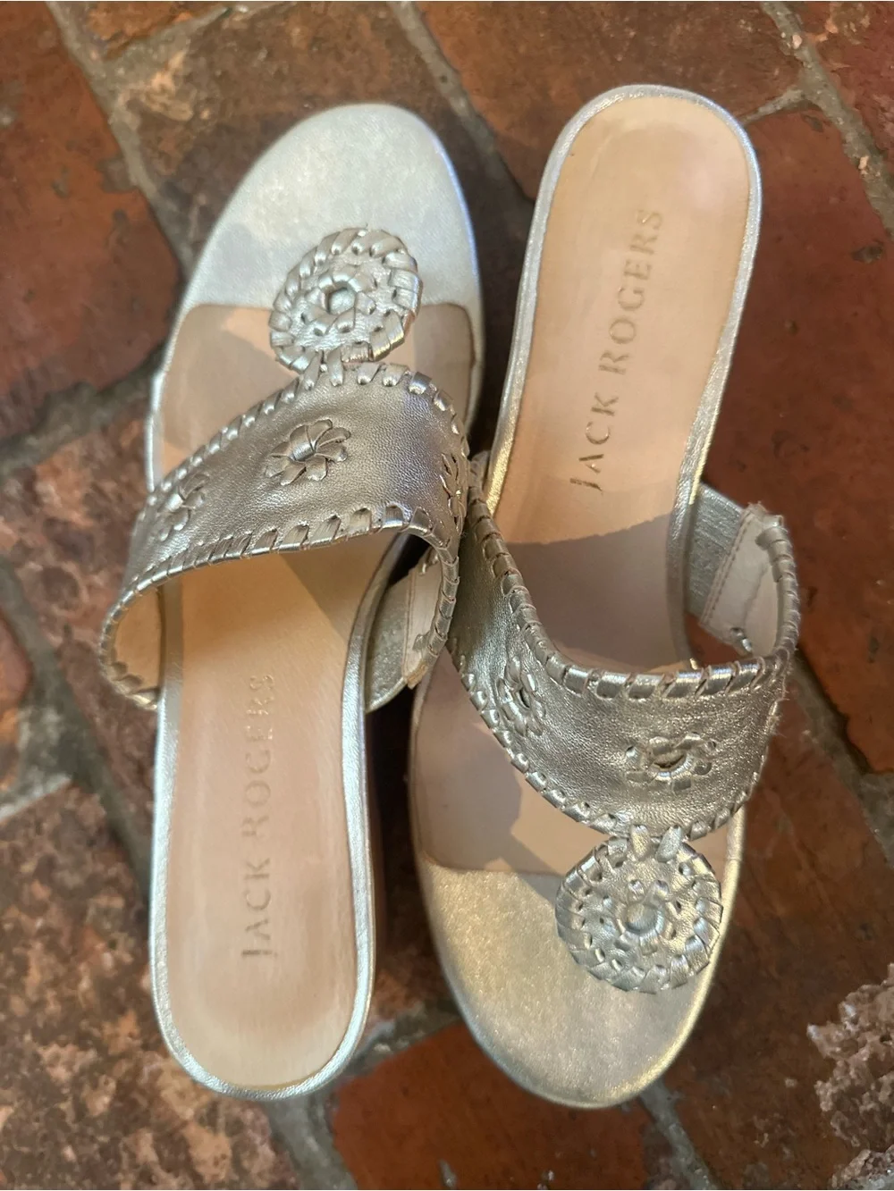 Jack Rogers Metallic Gold Wedge Thong Sandals